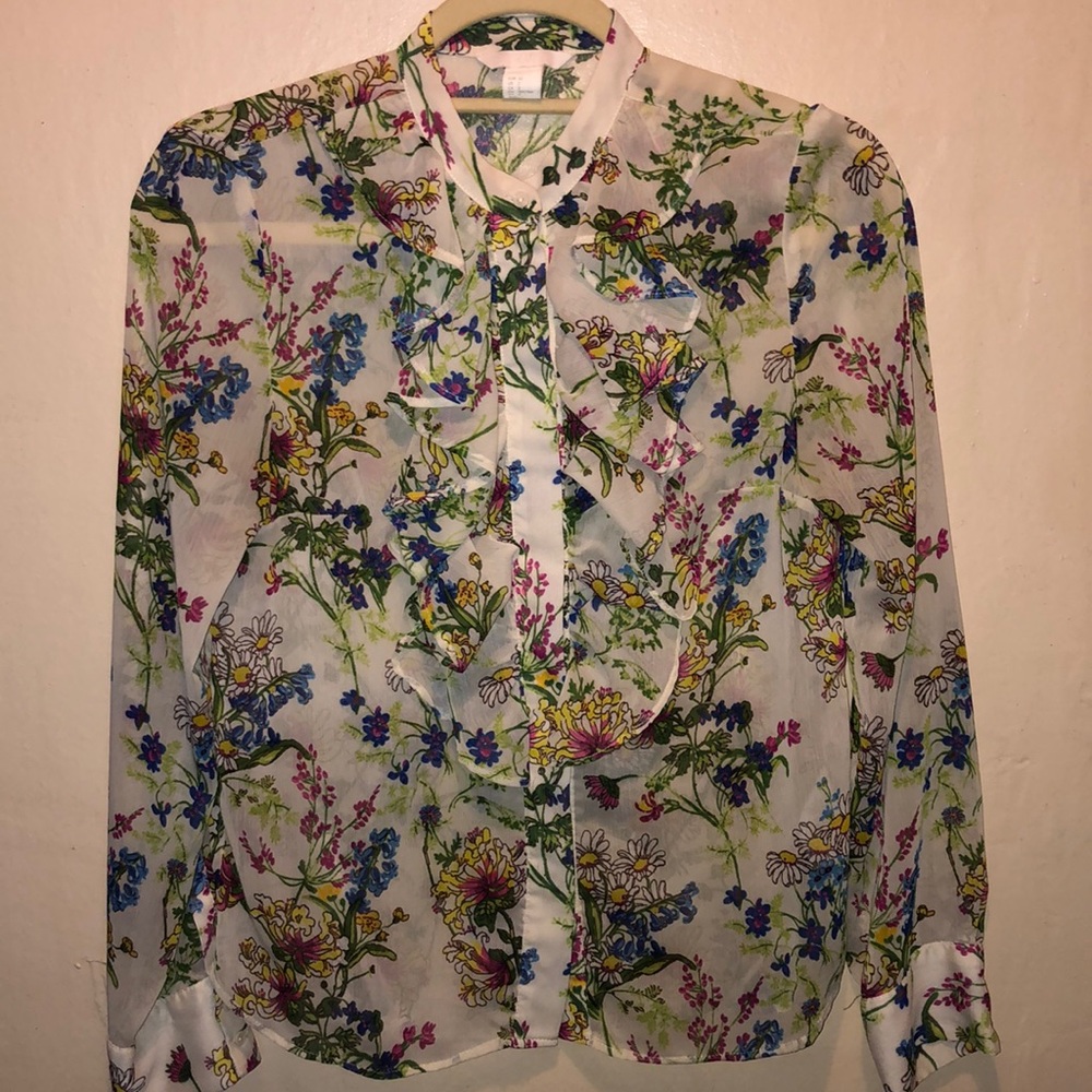 Sheer floral blouse